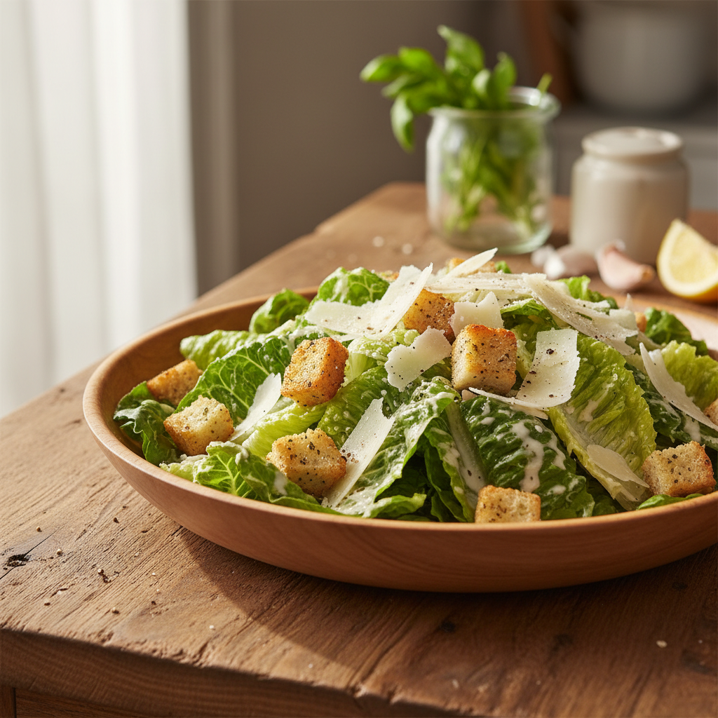 Klassikaline Caesari salat: lihtne ja maitsev retsept