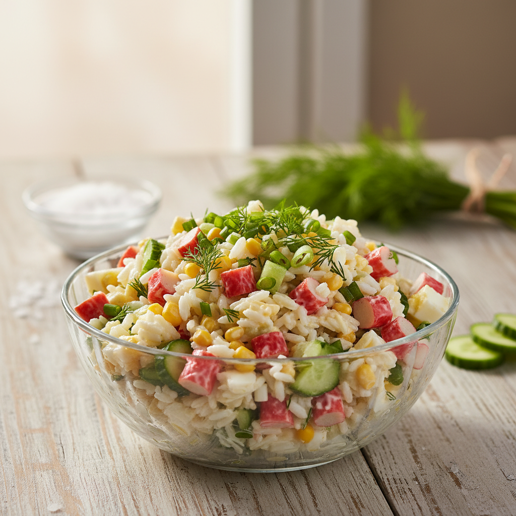 Nostalgiline riisi-makrasalat: kiire ja maitsev retsept