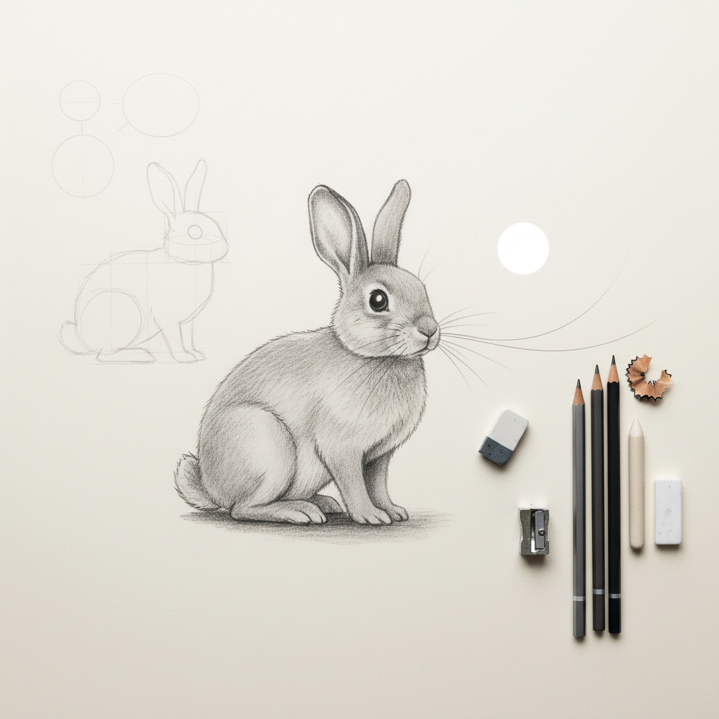 Kuidas joonistada jänest? Lihtne samm-sammuline juhend