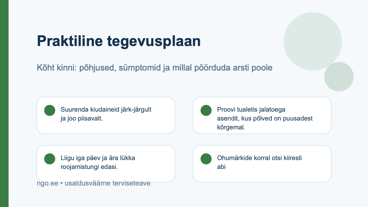 Kõht kinni: põhjused, sümptomid ja millal pöörduda arsti poole – praktiline tegevusplaan