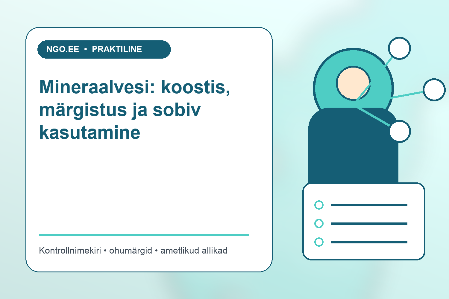 Mineraalvee klaas ja pudeli koostise etikett loodusliku allika taustal