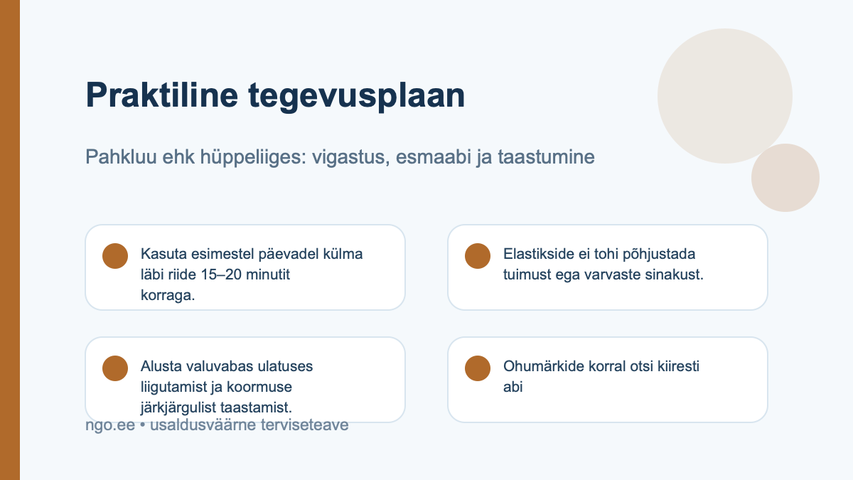 Pahkluu ehk hüppeliiges: vigastus, esmaabi ja taastumine – praktiline tegevusplaan