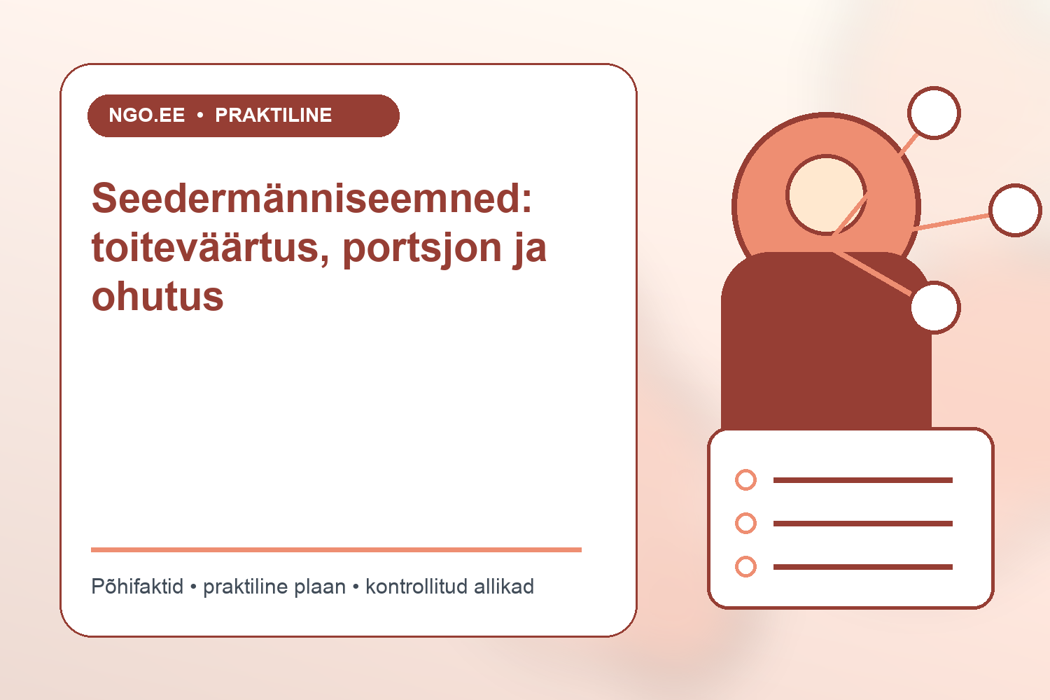 Seedermänniseemned väikeses portsjonis pesto ja salati kõrval