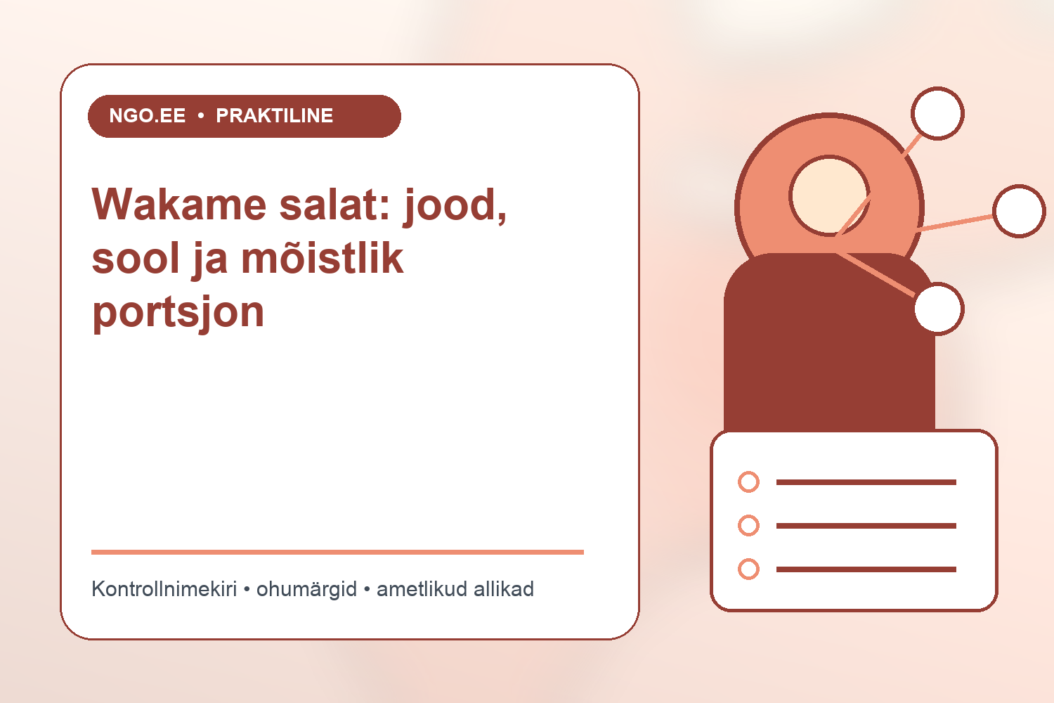 Väike portsjon wakame salatit tasakaalustatud jaapani stiilis einel